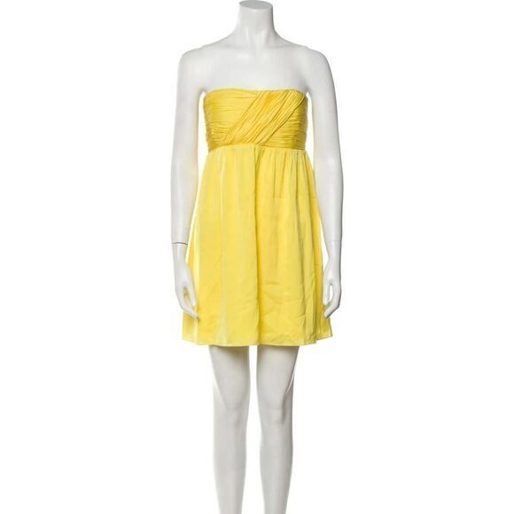 NEW‎ Alice + Olivia 100% Silk A-Line Mini Dress, Yellow, Large - Picture 14 of 14
